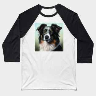 Border Collie Art | Black Tri Colour Baseball T-Shirt